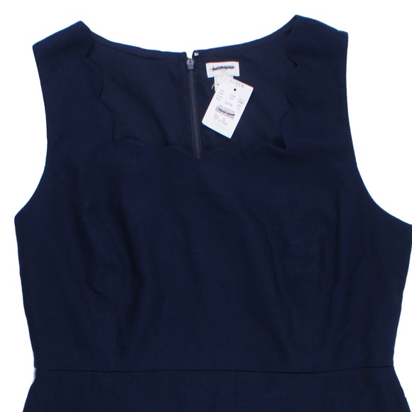New JCREW Navy Basketweave scallop-edge dress - Picture 5 of 6
